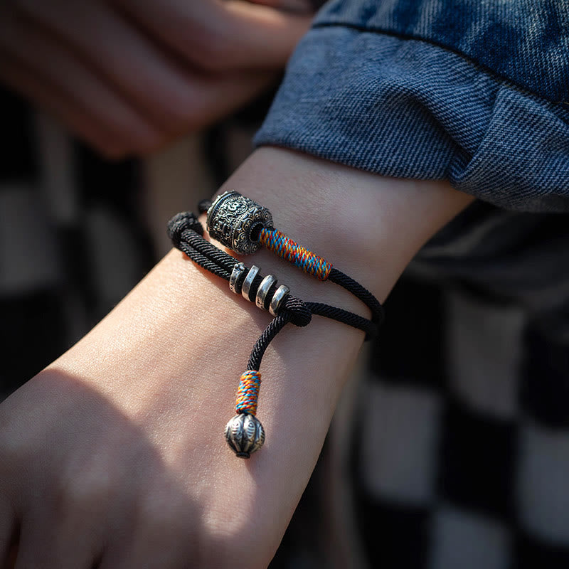 Stone of buddha Tibetan Om Mani Padme Hum Carved Amulet Double Wrap Bracelet