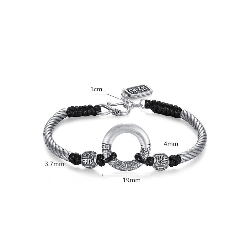 Stone of buddha 999 Sterling Silver Fu Character Peace Buckle Copper Coin Auspicious Clouds Fortune Bracelet