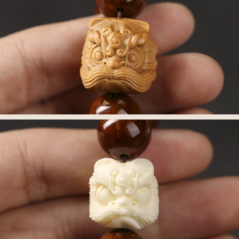 Stone of buddha Purple Bodhi Seed Dancing Lion Wisdom Bracelet