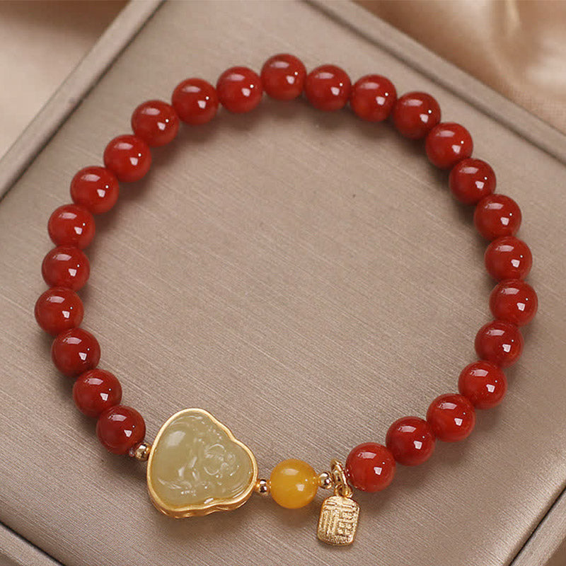 Stone of buddha Laughing Buddha Red Agate Jade Confidence Bracelet