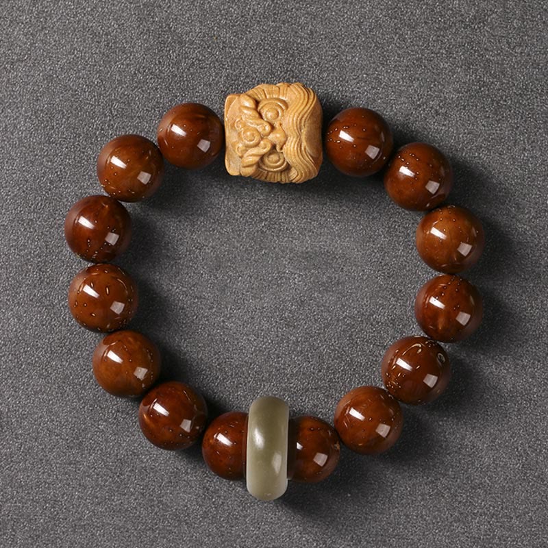 Stone of buddha Purple Bodhi Seed Dancing Lion Wisdom Bracelet