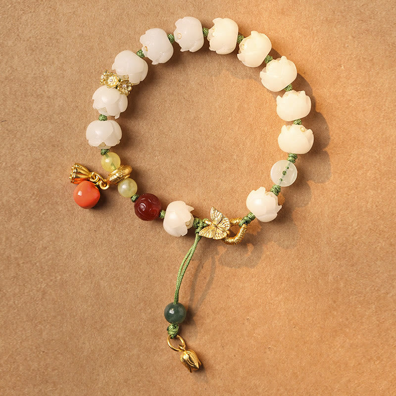 Stone of buddha Natural Bodhi Seed Lotus Pumpkin Bead Peace Harmony Bracelet
