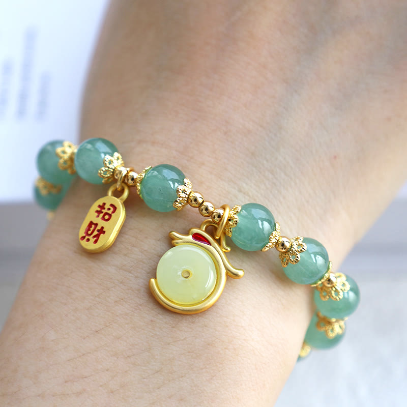 Stone of buddha Year of the Dragon Red Agate Green Aventurine Peace Buckle Fu Character Lucky Fortune Bracelet