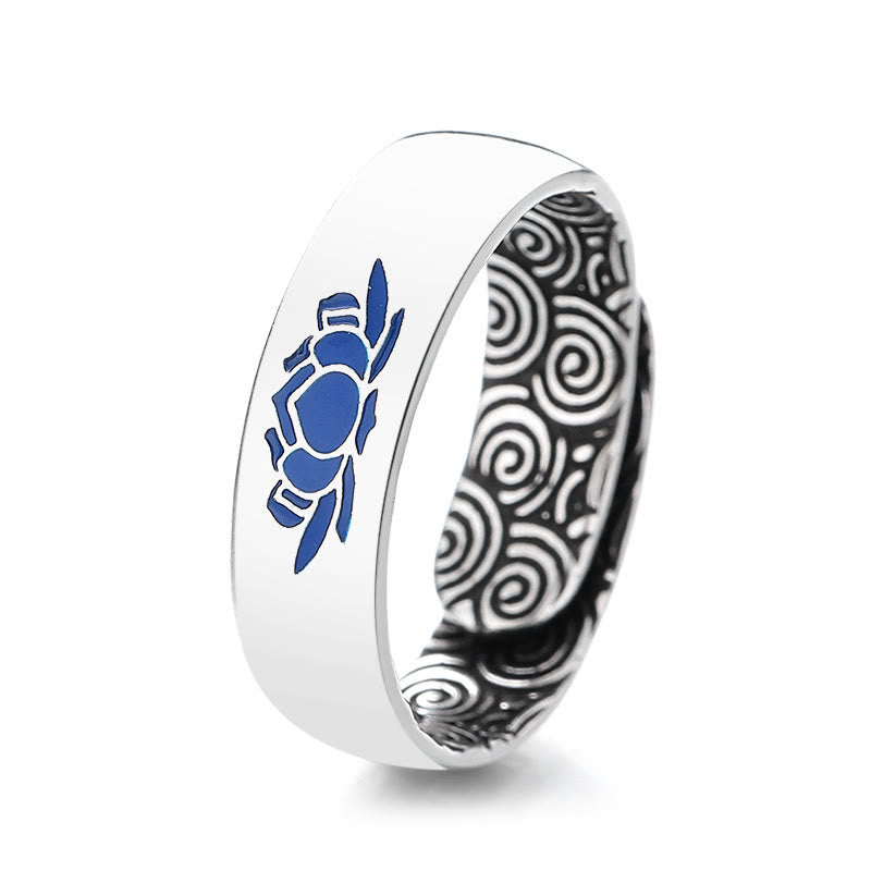 Stone of buddha Tibetan Blue Lotus Auspicious Clouds Copper Enlightenment Ring