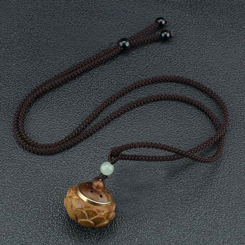 Stone of buddha Tibet Green Sandalwood Rosewood Om Mani Padme Hum Lotus Positive Soothing Necklace Pendant