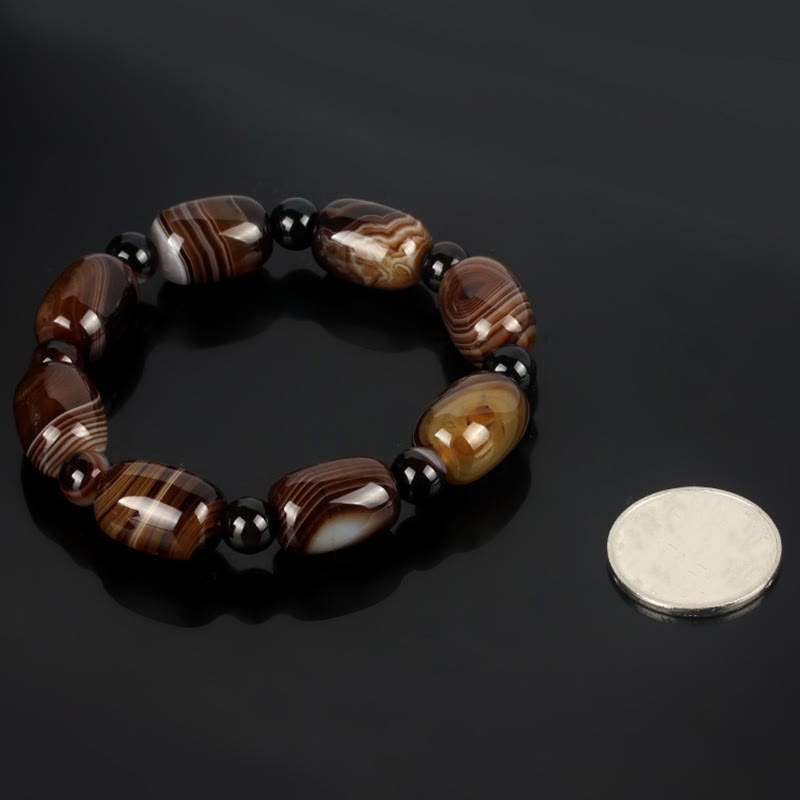 Stone of buddha Natural Sardonyx Courage Happiness Bracelet