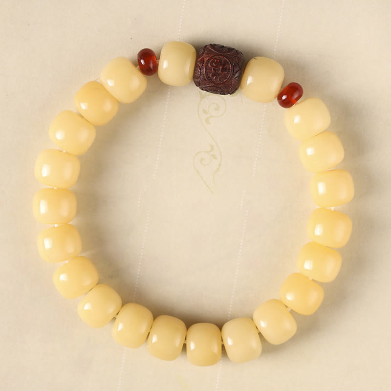 Stone of buddha Bodhi Seed Auspicious Cloud Fu Character Bead Peace Bracelet