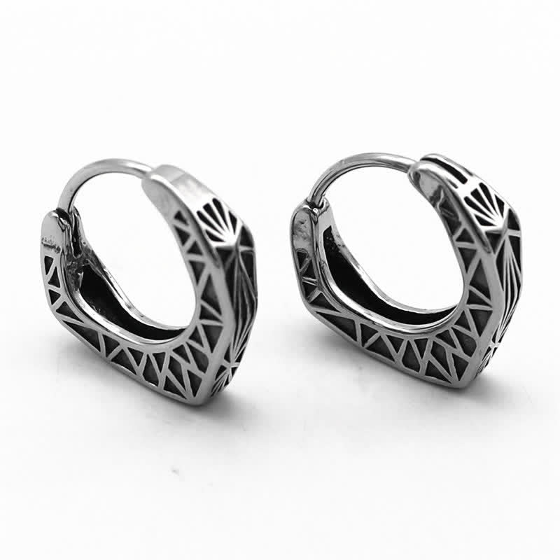 Stone of buddha Viking Hoop Titanium Steel Balance Earrings