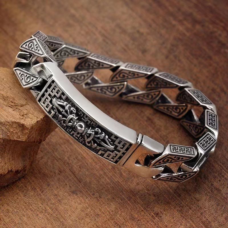 Stone of buddha Tibetan Om Mani Padme Hum Dorje Vajra Swastika Carved Purity Bracelet