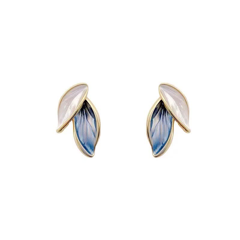 Stone of buddha Leaf Design Luck Stud Earrings