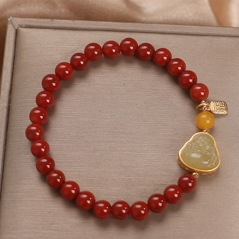 Stone of buddha Laughing Buddha Red Agate Jade Confidence Bracelet