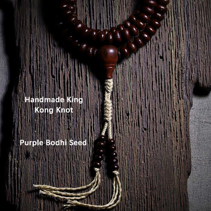 Stone of buddha Natural Tibet 108 Mala Beads Purple Bodhi Seed Three-eyed Dzi Bead Copper Dorje Harmony Bracelet