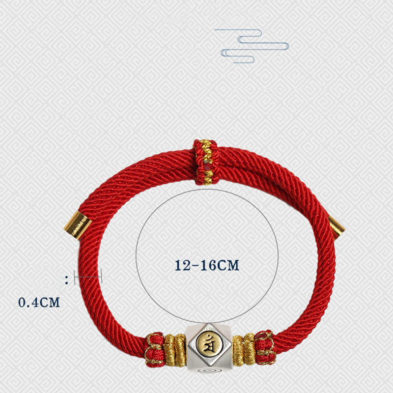 Stone of buddha 999 Sterling Silver Chinese Zodiac Natal Buddha Red Rope Luck Strength Handcrafted Kids Bracelet