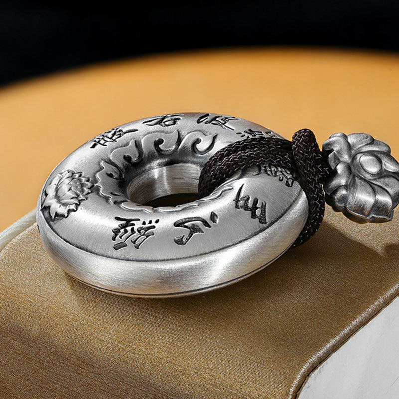 Stone of buddha 999 Sterling Silver Heart Sutra Lotus Peace Buckle Necklace Pendant