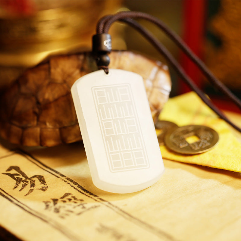 Stone of buddha White Jade PiXiu Yin Yang Luck Protection Necklace Pendant