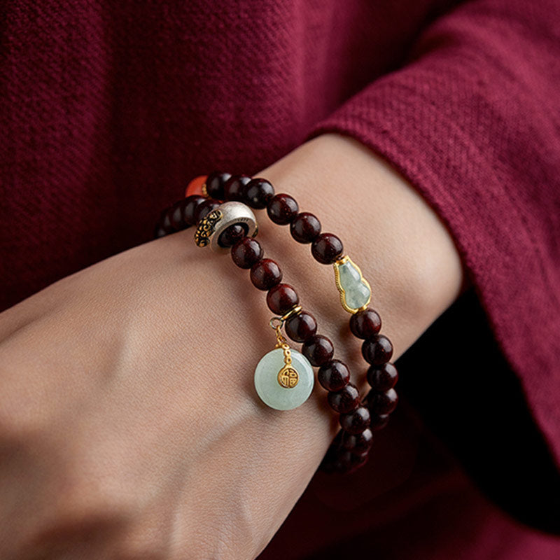 Stone of buddha Chinese Zodiac Natal Buddha Small Leaf Red Sandalwood Jade Red Agate PiXiu Sooth Bracelet