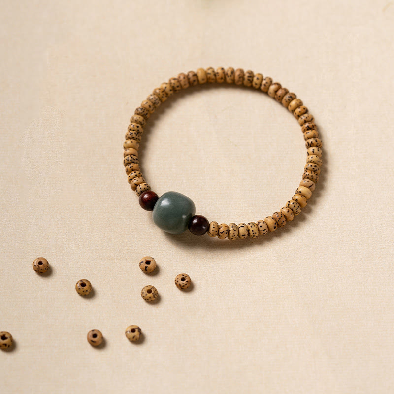 Stone of buddha Bodhi Seed Small Leaf Red Sandalwood Wisdom Bracelet