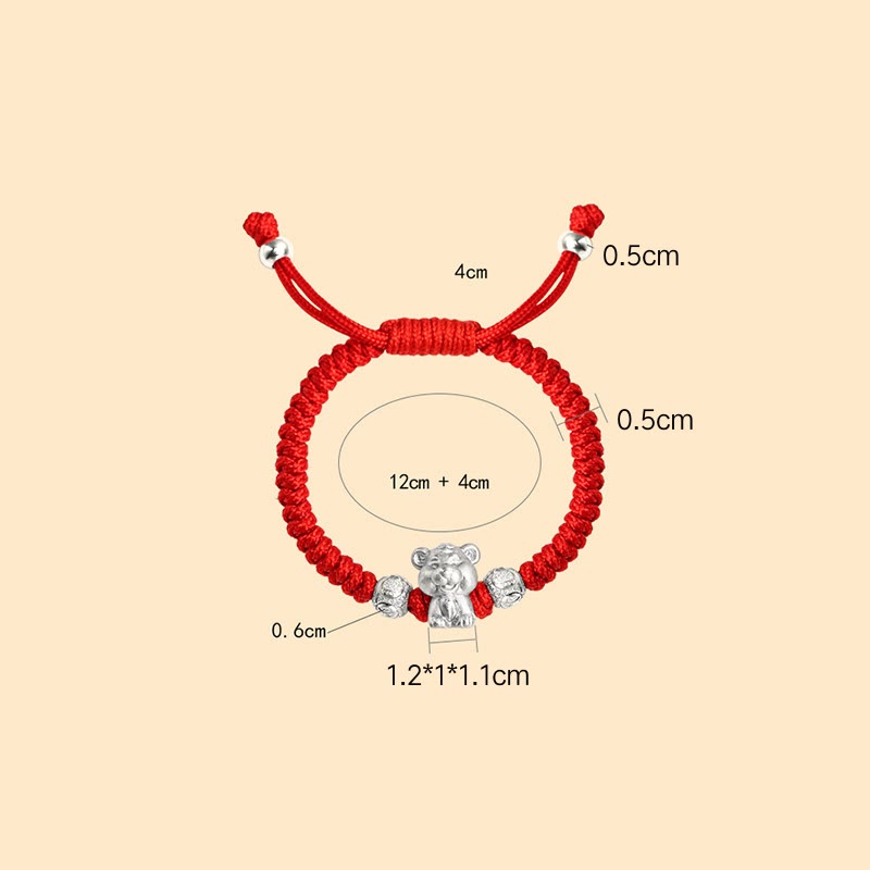 Stone of buddha 999 Sterling Silver Chinese Zodiac Red Rope Luck Handcrafted Kids Bracelet
