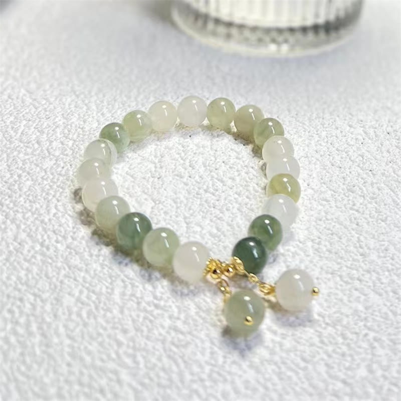Stone of buddha Natural Gradient Jade Abundance Luck Bead Charm Bracelet