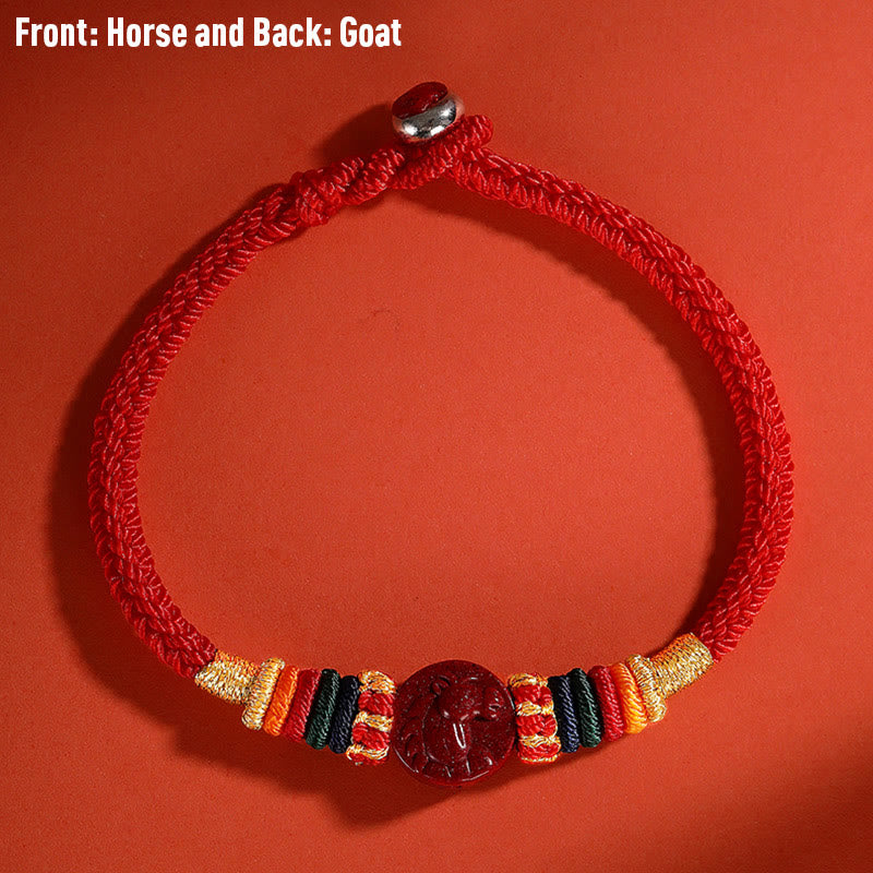 Stone of buddha Year of the Dragon 925 Sterling Silver Chinese Zodiac Cinnabar Auspicious Matches Blessing Bracelet