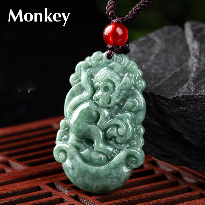 Stone of buddha Natural Jade 12 Chinese Zodiac Prosperity Necklace Pendant