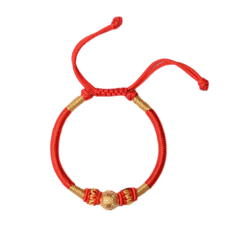 Stone of buddha 999 Sterling Silver Round Copper Coin Protection Luck Beaded String Bracelet