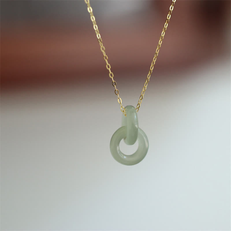Stone of buddha 925 Sterling Silver Natural Double Peace Buckle Hetain Jade Luck Necklace Pendant