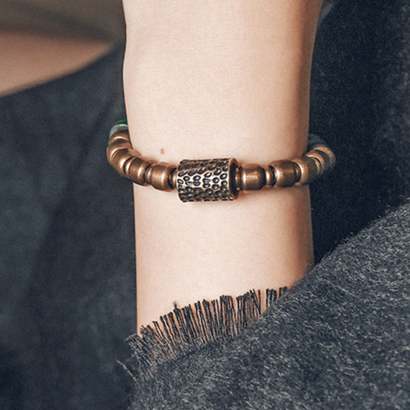 Stone of buddha Tibetan Colorful Glass Beads Copper Wealth Bracelet