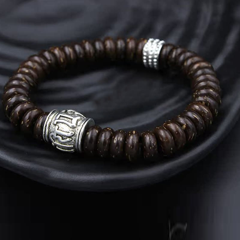 Stone of buddha Natural Tibetan Coconut Shell Om Mani Padme Hum Positive Bracelet