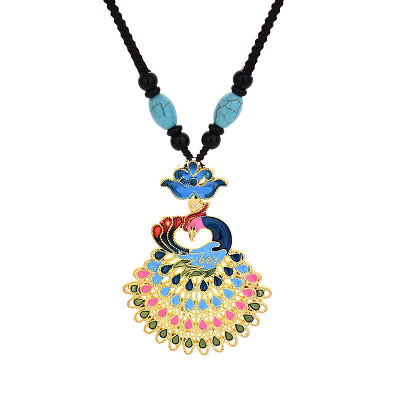 Stone of buddha Colourful Peacock Amber Turquoise Agate Fortune Necklace Pendant