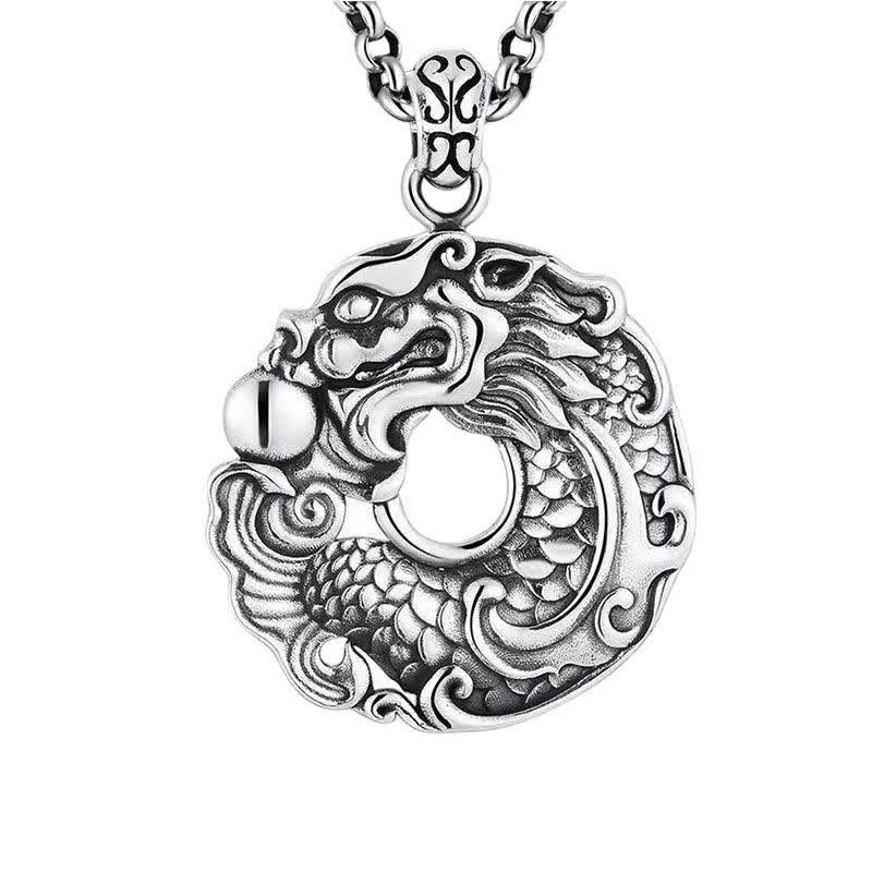 Stone of buddha Koi Fish Dragon Peace Buckle Wealth Necklace Pendant