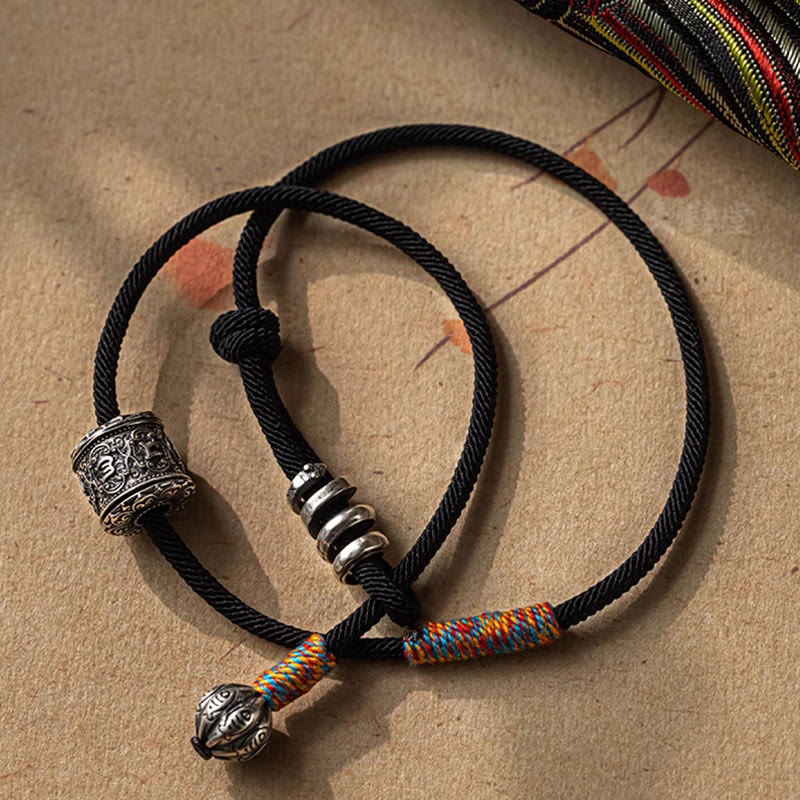 Stone of buddha Tibetan Om Mani Padme Hum Carved Amulet Double Wrap Bracelet