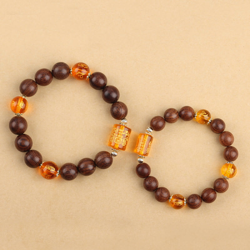 Stone of buddha Natural Phoebe Zhennan Wood Om Mani Padme Hum God Of Wealth Crystal Protection Bracelet
