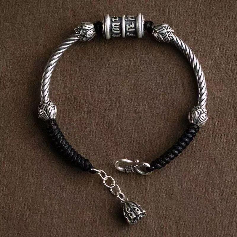 Stone of buddha Om Mani Padme Hum Lotus Peace Braided Bracelet
