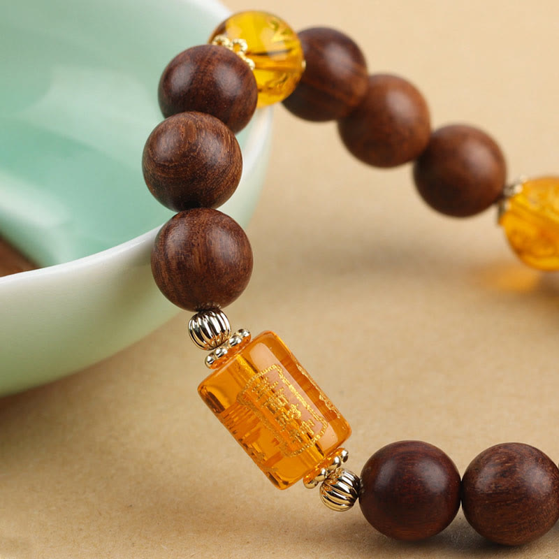 Stone of buddha Natural Phoebe Zhennan Wood Om Mani Padme Hum God Of Wealth Crystal Protection Bracelet