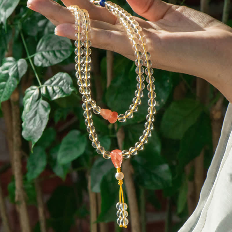 Stone of buddha 108 Mala Beads 925 Sterling Silver Natural Citrine Red Agate White Jade Prosperity Charm Bracelet