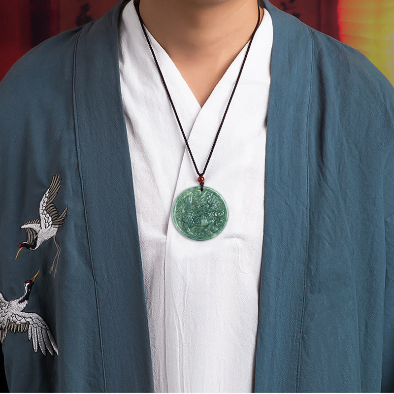 Stone of buddha Natural Jade Kirin Abundance String Necklace Pendant