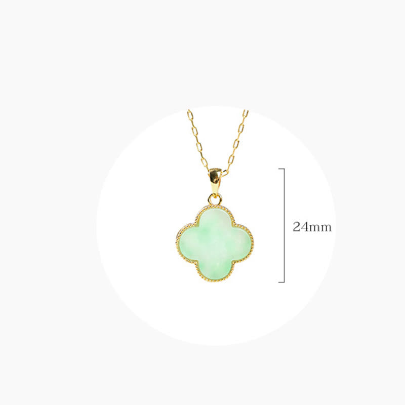 Stone of buddha Four Leaf Clover Jade Pattern Luck Necklace Pendant