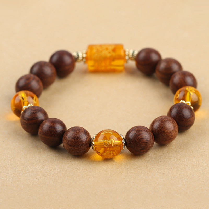 Stone of buddha Natural Phoebe Zhennan Wood Om Mani Padme Hum God Of Wealth Crystal Protection Bracelet