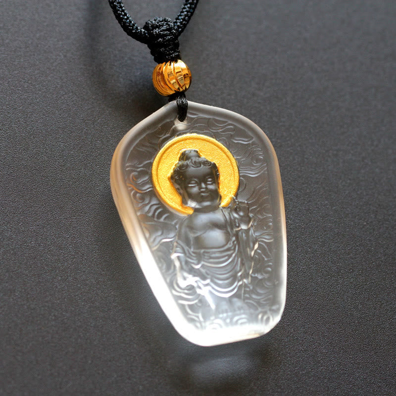 Stone of buddha Tibetan Buddha Liuli Crystal Serenity Necklace Pendant