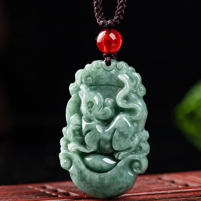 Stone of buddha Natural Jade 12 Chinese Zodiac Prosperity Necklace Pendant