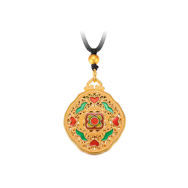 Stone of buddha Flower Love Heart Copper Wealth Necklace Pendant