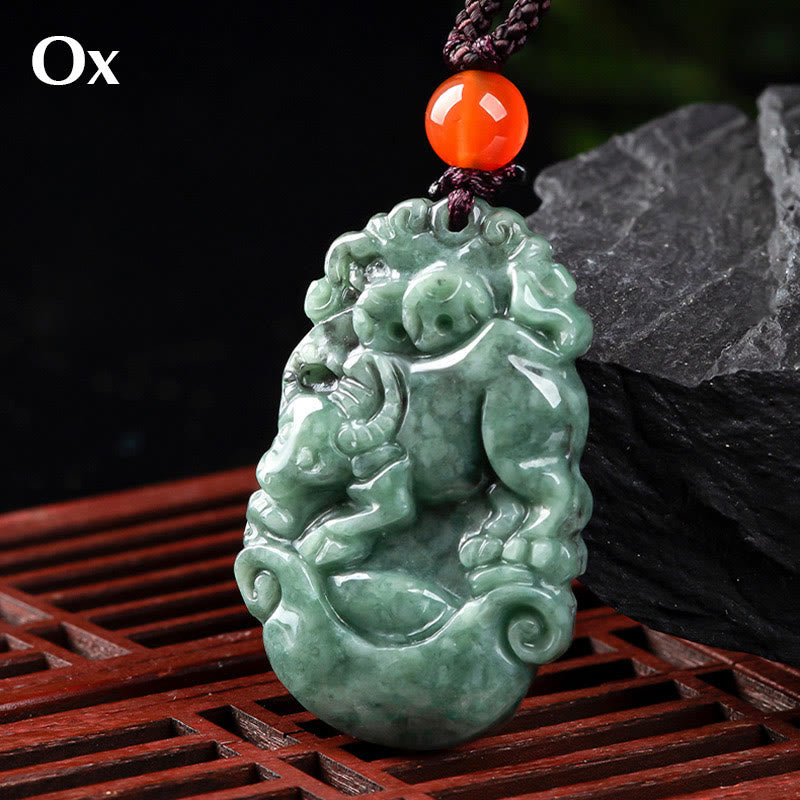 Stone of buddha Natural Jade 12 Chinese Zodiac Prosperity Necklace Pendant