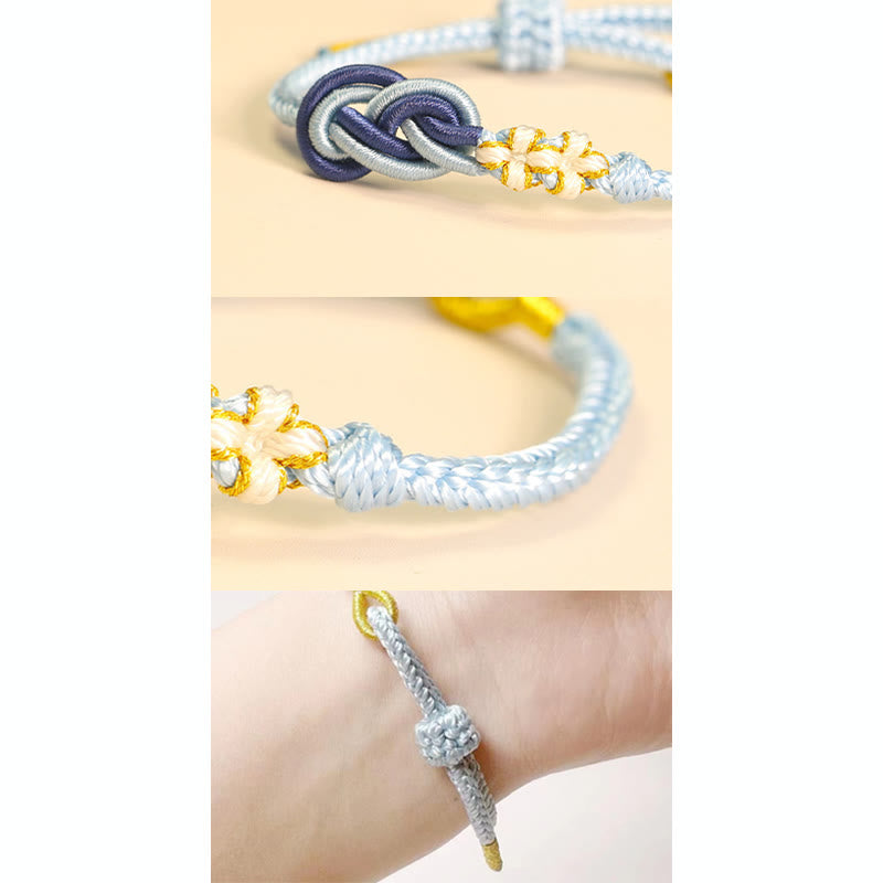 Stone of buddha Handcrafted Eight Thread Peace Knot Peach Blossom Knot Luck Connection Bracelet