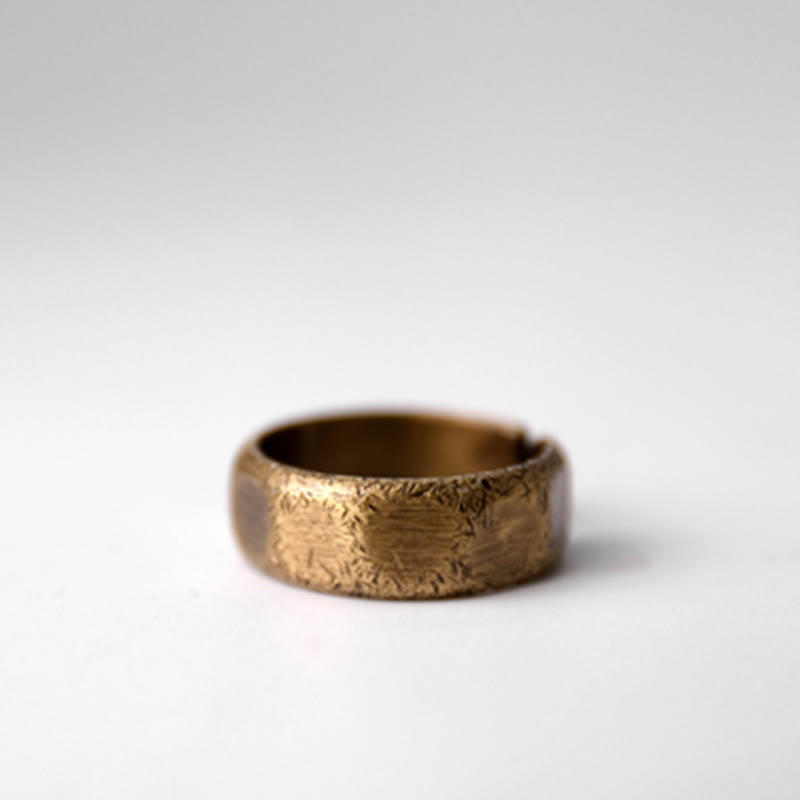Stone of buddha Tibetan Simple Design Copper Brass Frosted Wealth Ring