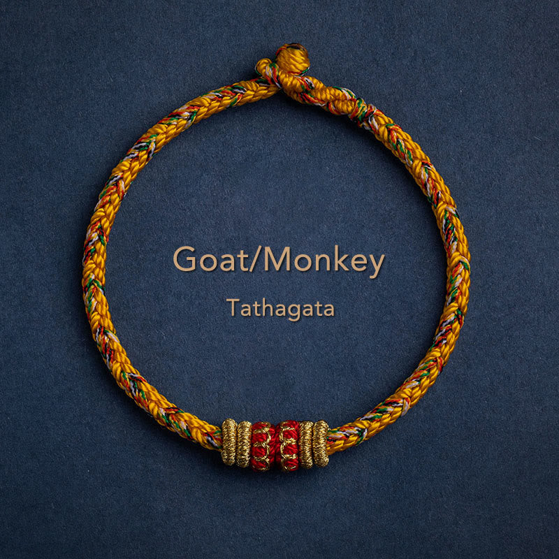 Stone of buddha Tibet Handmade Chinese Zodiac Natal Buddha Luck Strength Braided String Bracelet