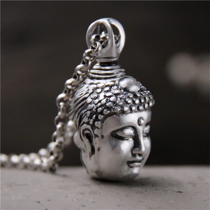 Stone of buddha 999 Sterling Silver Buddha Demon Serenity Necklace Pendant