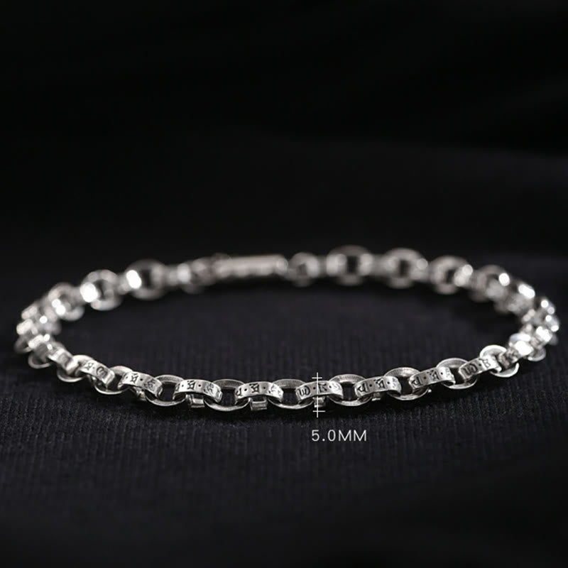 Stone of buddha 925 Sterling Silver Om Mani Padme Hum Carved Design Creativity Metal Bracelet