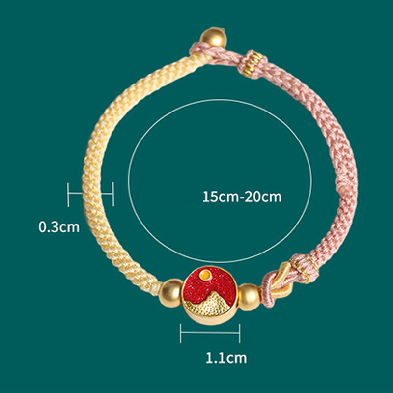 Stone of buddha Handmade Mountain and Sea Engraved Luck Two-Color String Couple Bracelet