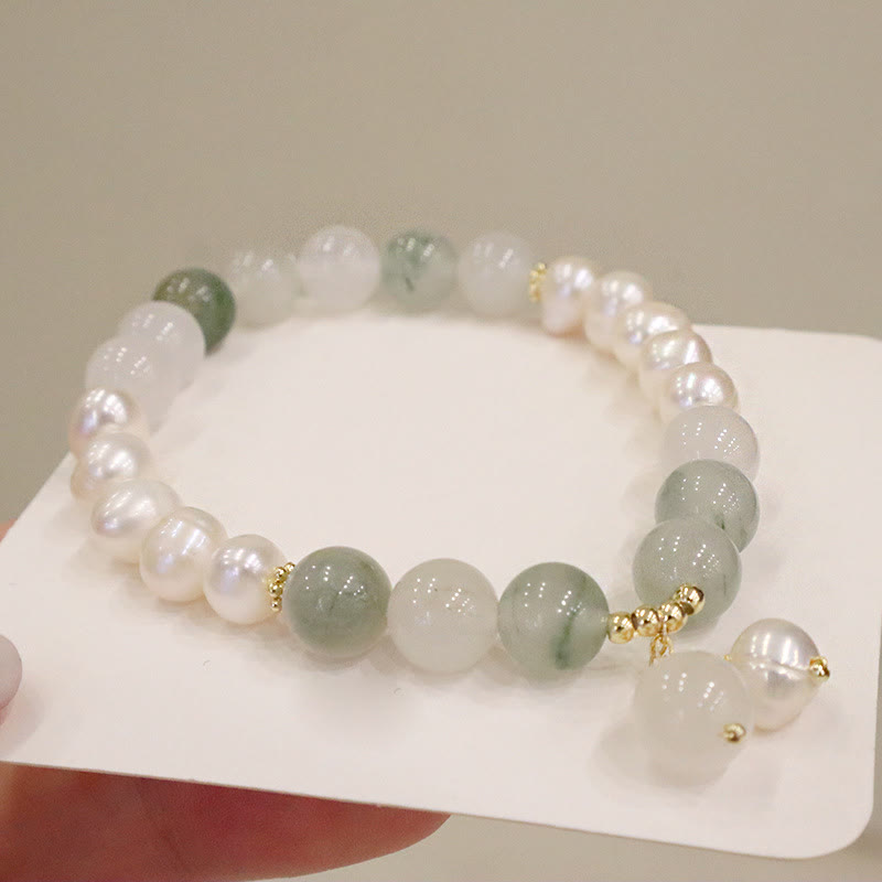 Stone of buddha Natural Pearl Jade Healing Sincerity Bracelet